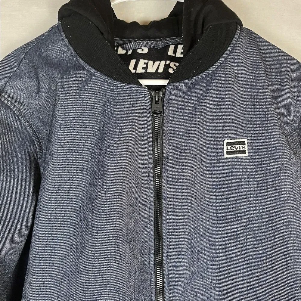 LEVIS Hooded Coaches Navy Blue Water Resistant Men's Jacket